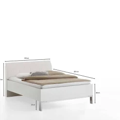 Weißes Bett mit Kunstleder-Kopfteil - Rocca