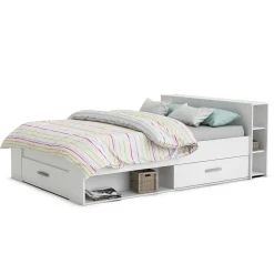 Weißes Bett 160x200 cm mit Stauraum - Monja