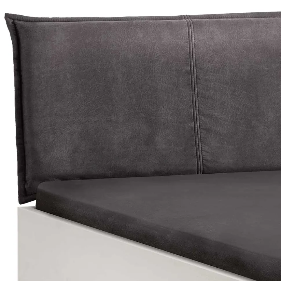 Weißes Designbett mit Stoff-Kopfteil - Fanos