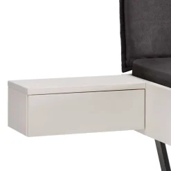 Weißes Designbett mit Stoff-Kopfteil - Fanos