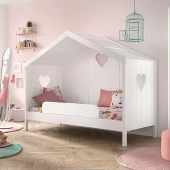 Weißes Hausbett dreiseitig geschlossen - Grandory