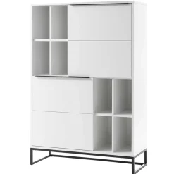 Weißes Highboard mit 8 Fächern & 2 Türen - Enkraja