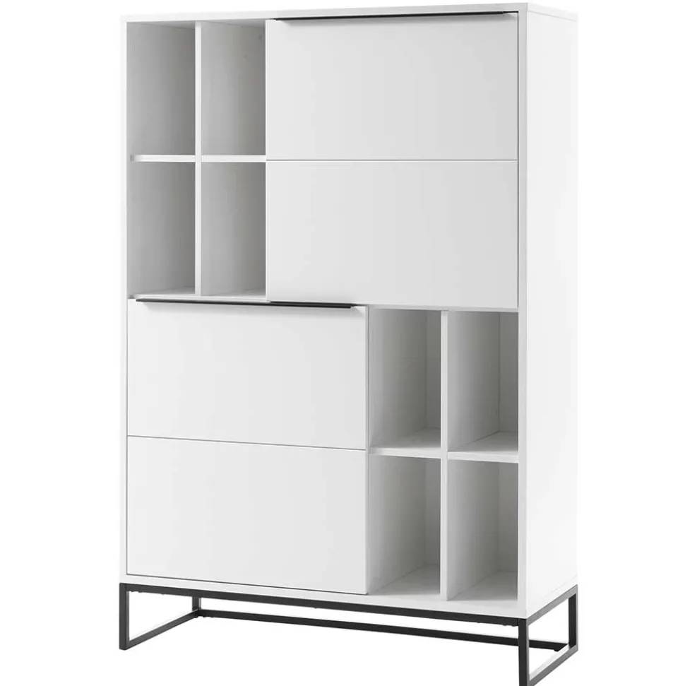 Weißes Highboard mit 8 Fächern & 2 Türen - Enkraja
