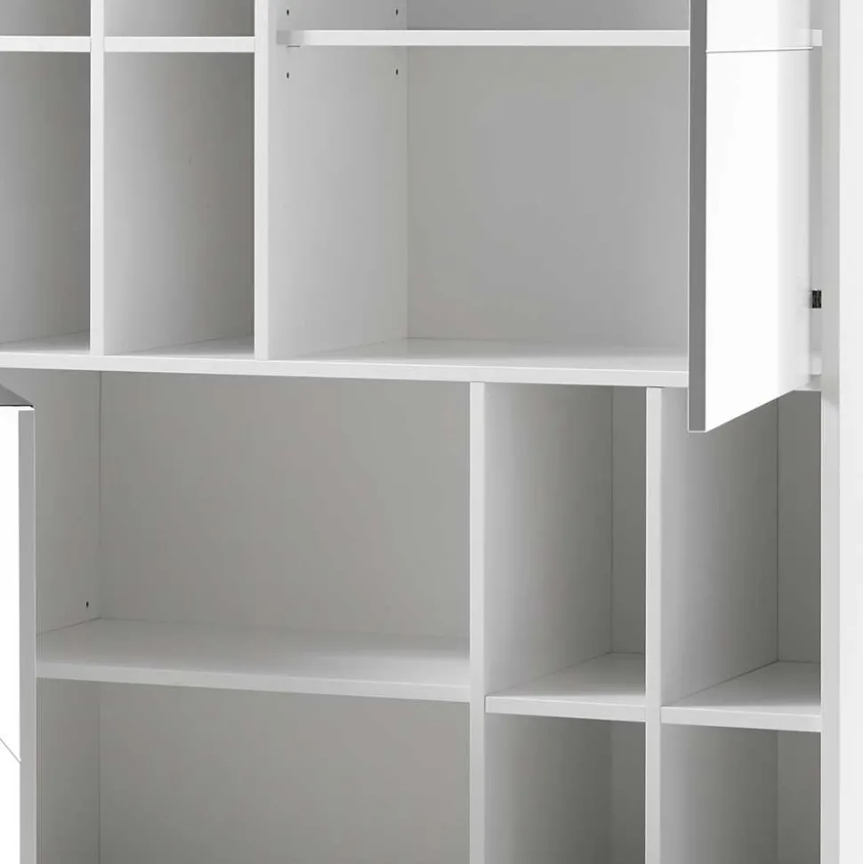 Weißes Highboard mit 8 Fächern & 2 Türen - Enkraja