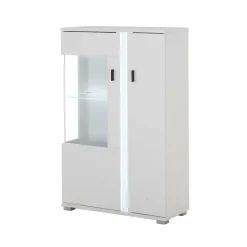 Weißes Highboard mit Glaseinsatz und LED Beleuchtung - Tirol