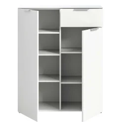 Weißes Highboard mit zwei Türen und Schublade - Intiatos