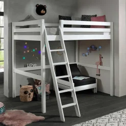 Weißes Hochbett & Sesselbett - Relisa (zweiteilig)