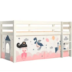 Weißes Hochbett mit gerader Leiter - Vicados