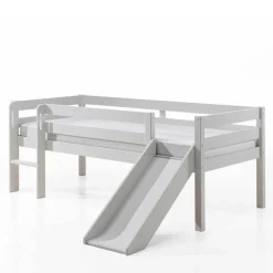 Weißes Hochbett mit Rutsche - nur 83 cm hoch - Kendalas