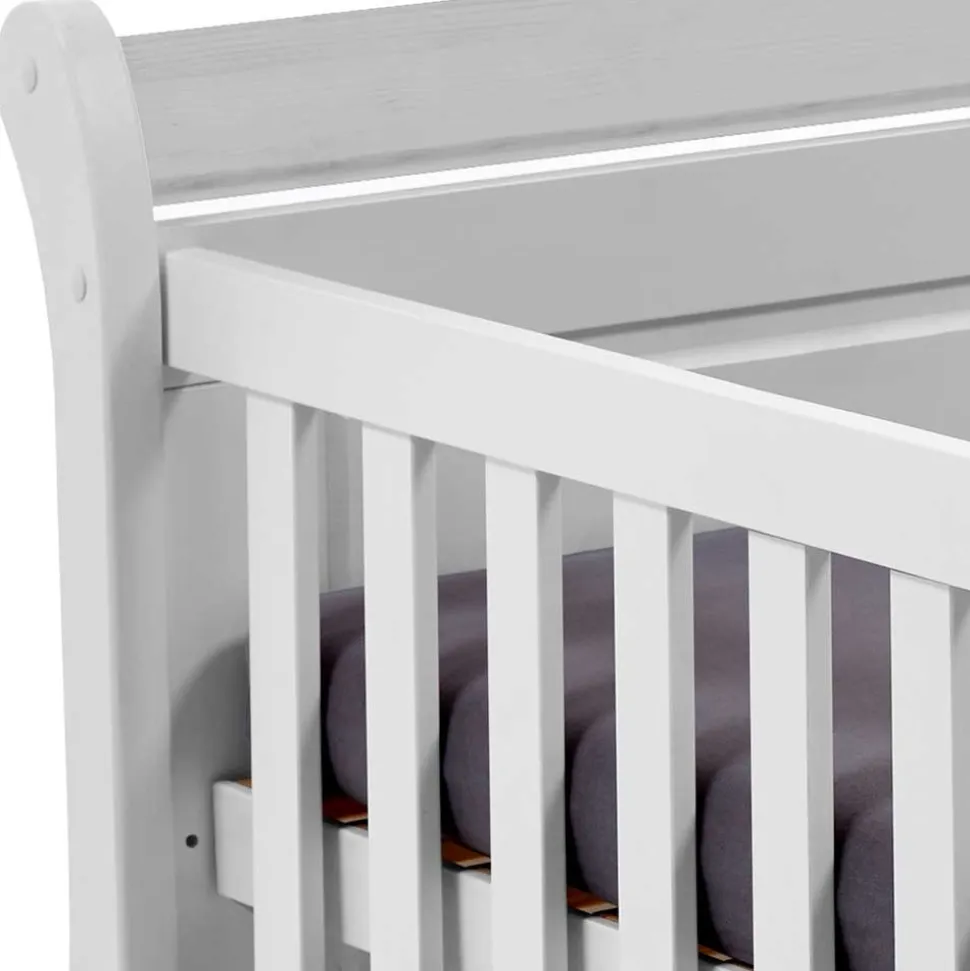 Weißes Holz Babybett inklusive Umbauseiten - Satumare