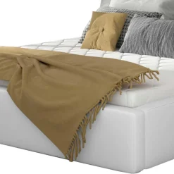 Weißes Kunstlederbett mit Bettkasten - Albin