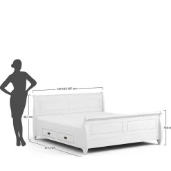 Weißes Landhausbett mit Schubladen - Presto