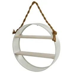 Weißes Regal in Rund mit Seil Aufhängung - Emzanua