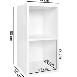 Weißes Regal mit zwei Fächern - 30x60x30 cm - Hank