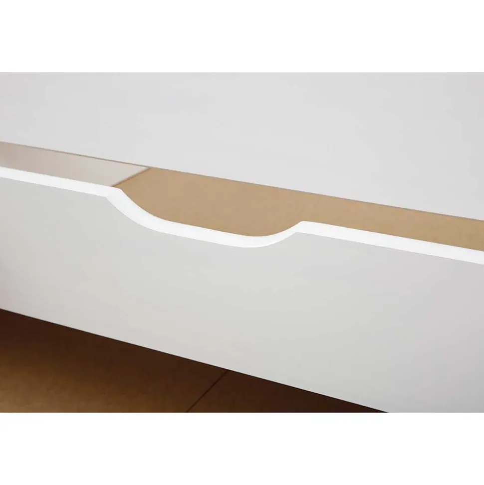 Weißes Schubkastenbett mit Ausziehbett - Becrux