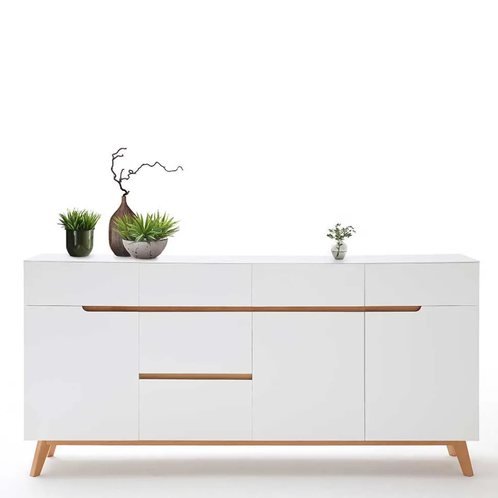 Weißes Sideboard Maiky mit Griffmulden