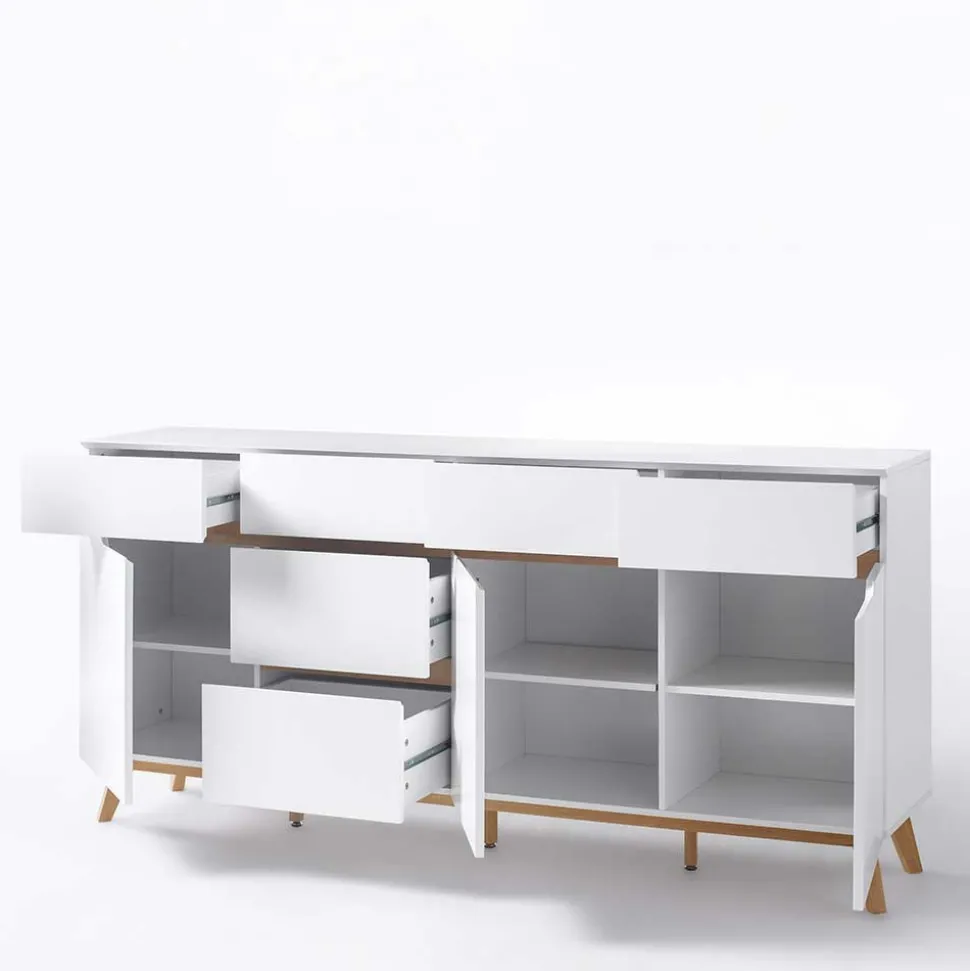Weißes Sideboard Maiky mit Griffmulden