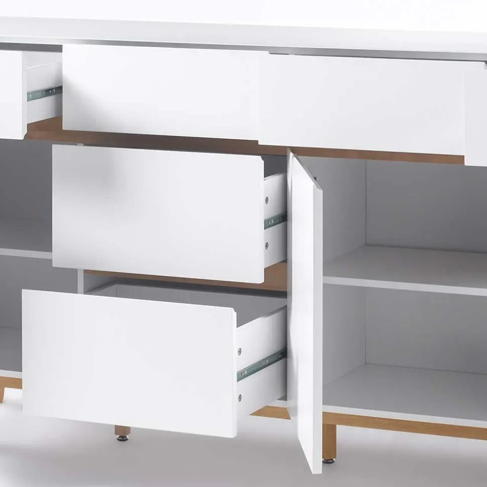 Weißes Sideboard Maiky mit Griffmulden