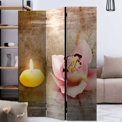 Wellness Motiv Paravent Orchidee & Kerze - London