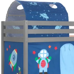 Weltall Kinder-Hochbett mit Tunnel & Vorhang - Conopca