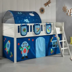 Weltall Spielbett Hochbett in Weiß - Solcian