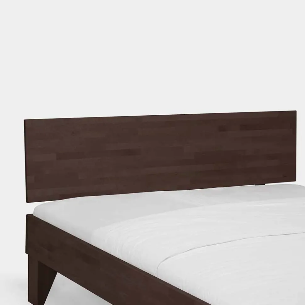 Wengefarbiges Holzbett Careful aus Buche massiv lackiert