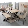 White Wash Essgruppe mit X-Fuß Tisch - Tilveta I (sechsteilig)