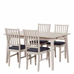 White Wash Esstischgruppe aus Eiche - Pessoa (fünfteilig)