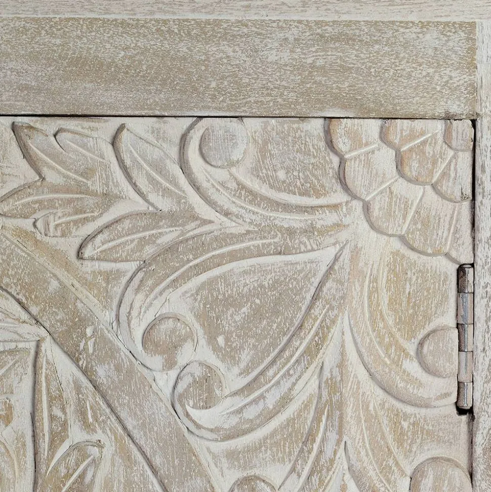 White Wash Sideboard mit Mandala Schnitzerei - Bonany