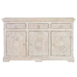 White Wash Sideboard mit Ornament Schnitzereien - Rusula