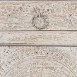 White Wash Sideboard mit Ornament Schnitzereien - Rusula