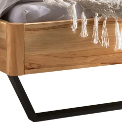 Wildbuche Bett mit Metallkufen in Anthrazit - Plestna