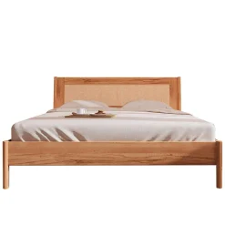 Wildbuche Bett mit Wiener Geflecht Kopfteil - Indrya