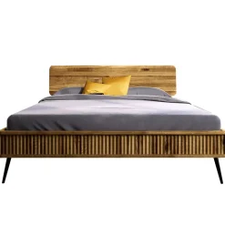 Wildeiche Bett mit Holzkopfteil - Casarius