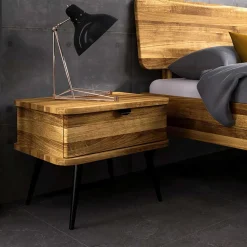 Wildeiche Bett mit Holzkopfteil - Casarius