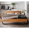 Wildeiche Bett mit Metallkufen in Schwarzgrau - Tomya