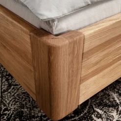 Wildeiche Bett mit Metallkufen in Schwarzgrau - Tomya