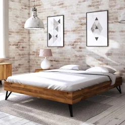 Wildeiche Bett ohne Kopfteil 210cm lang - Mandirov