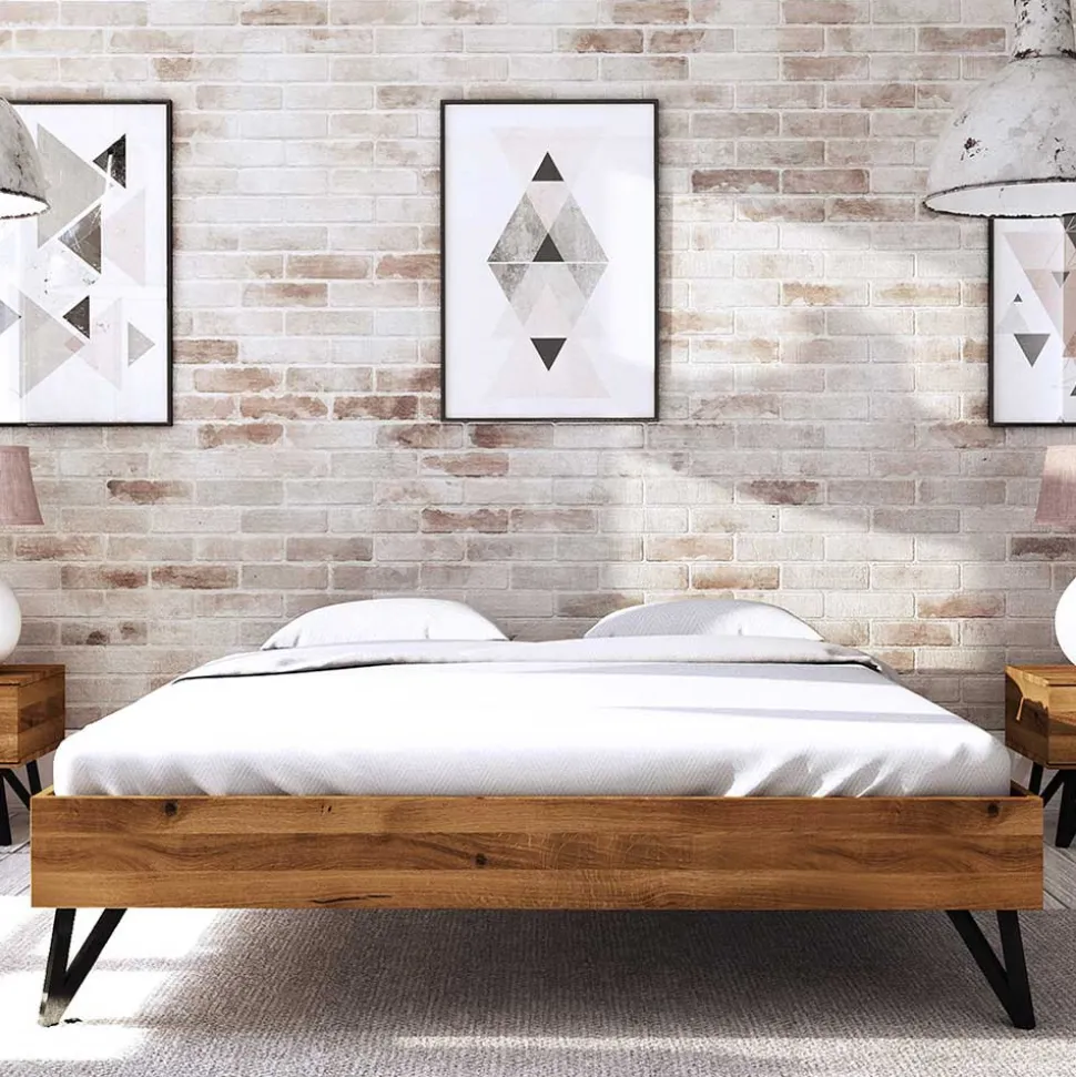 Wildeiche Bett ohne Kopfteil 210cm lang - Mandirov