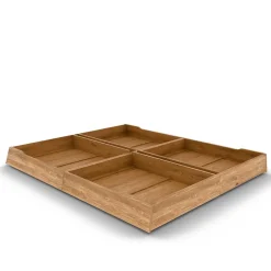 Wildeiche Bettgestell mit Holzkopfteil - Lugos