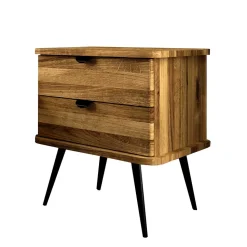 Wildeiche Designerbett mit Polsterkopfteil - Casarius