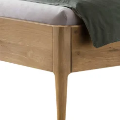 Wildeiche Doppelbett mit Kunstleder Kopfteil - Lucyanco