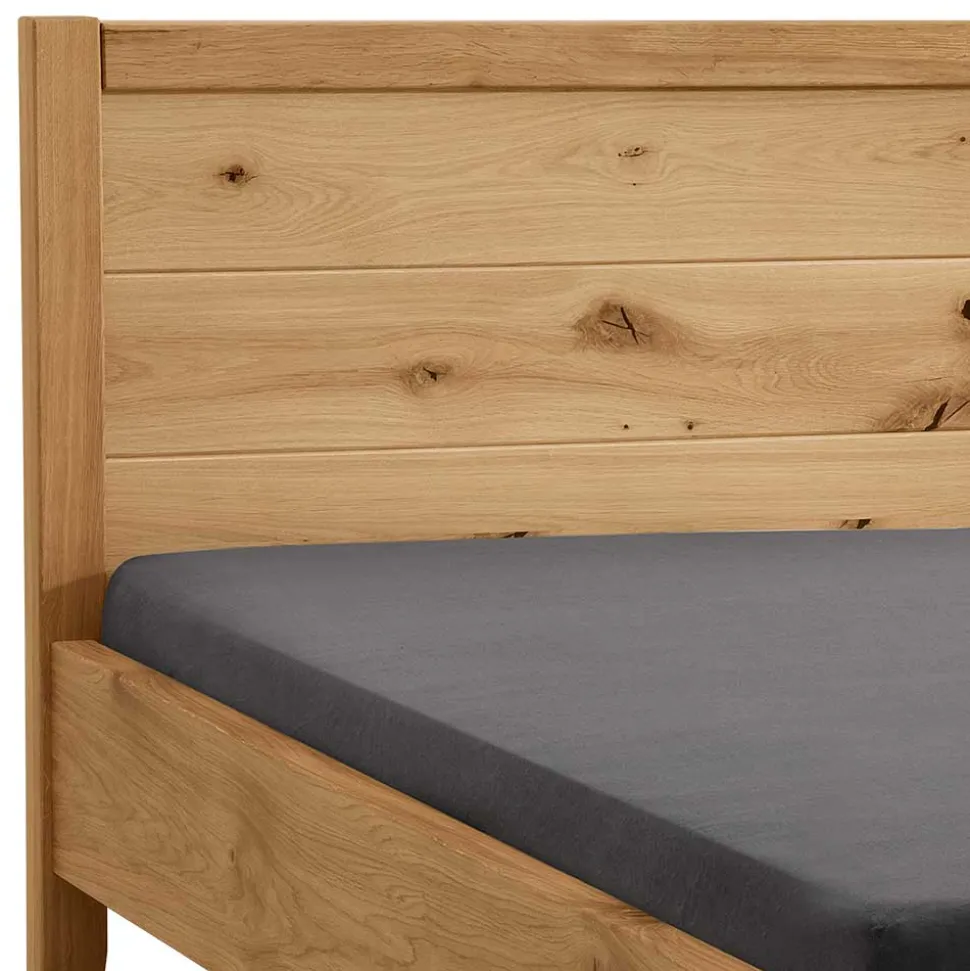 Wildeiche Doppelbett mit Holzkopfteil - Adeira