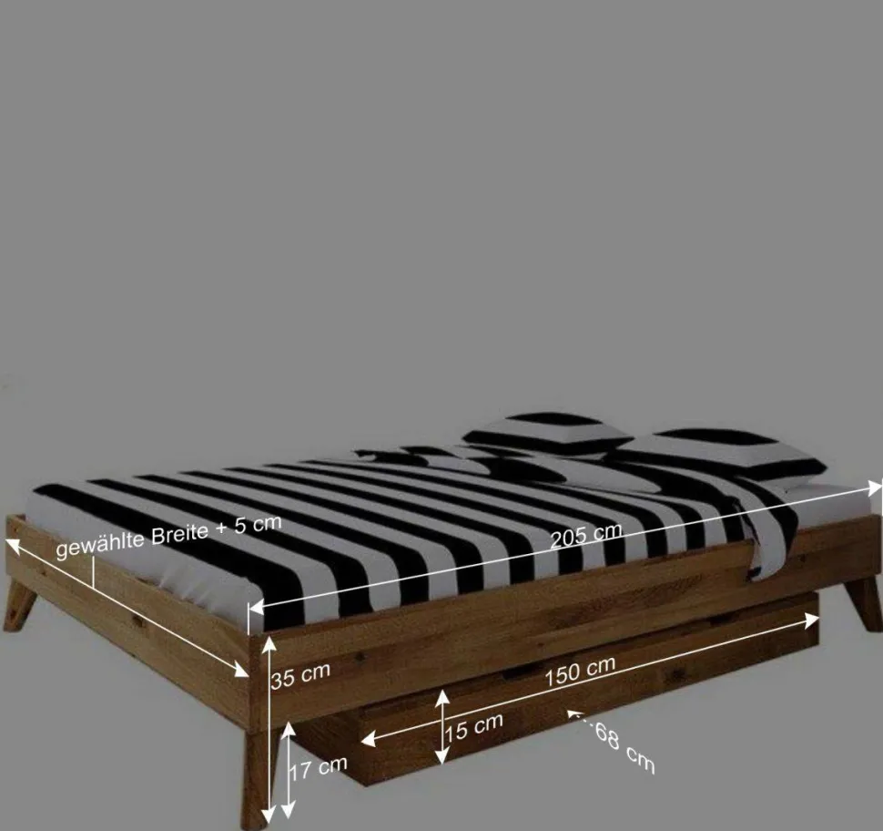 Wildeiche Einzelbett für Dachschrägen - Eavy V