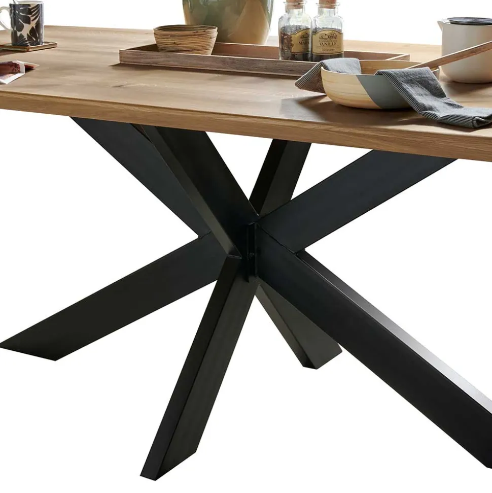 Wildeiche Esstisch in Bootsform - Baly