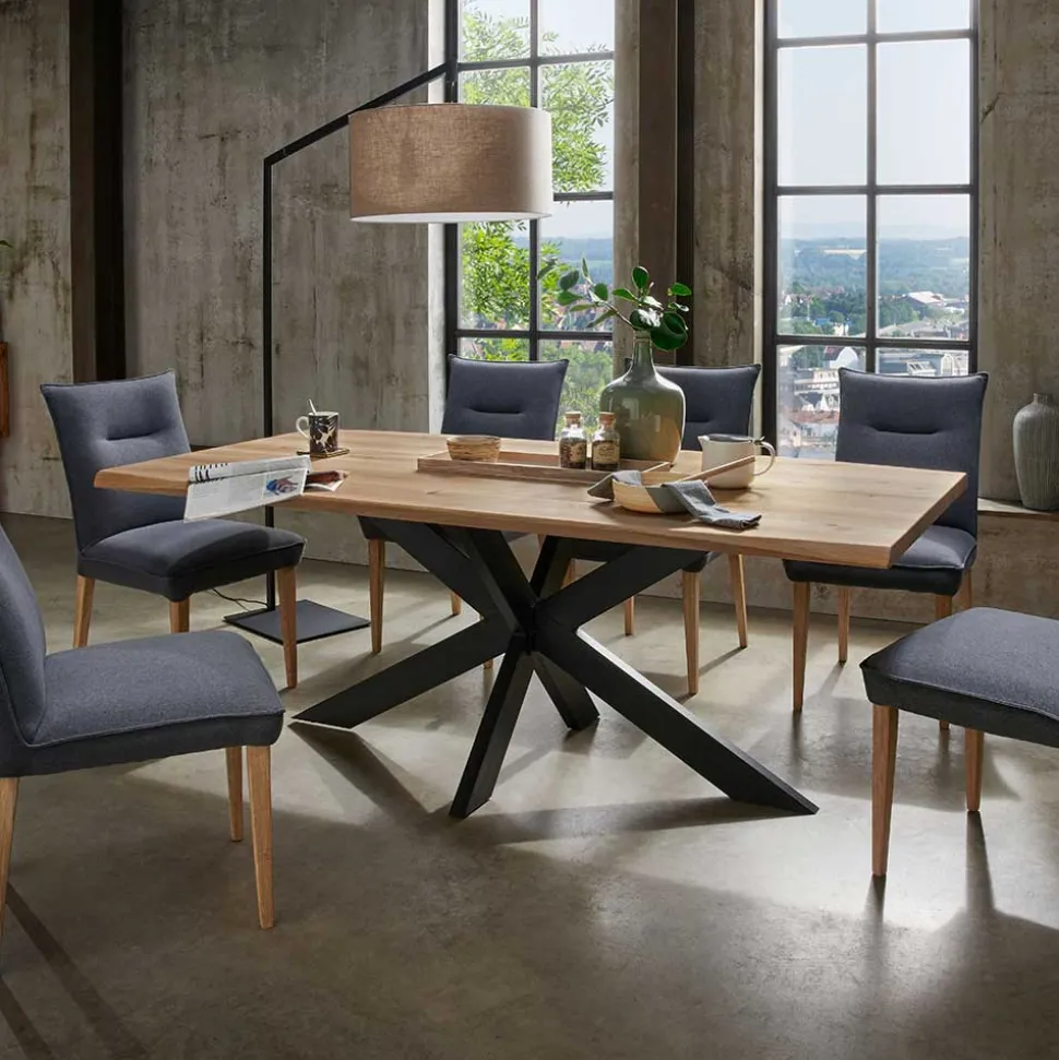 Wildeiche Esstisch in Bootsform - Baly