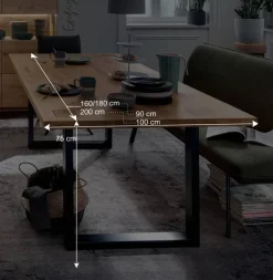 Wildeiche Esstisch mit U Bügelbeinen - Millena