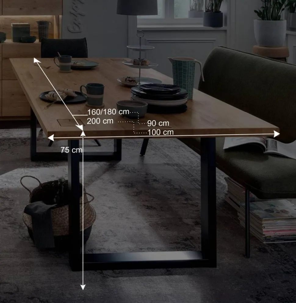 Wildeiche Esstisch mit U Bügelbeinen - Millena