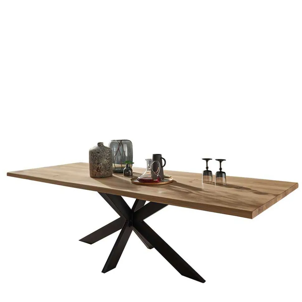 Wildeiche Esszimmer Esstisch mit Spider Gestell - Ostrico