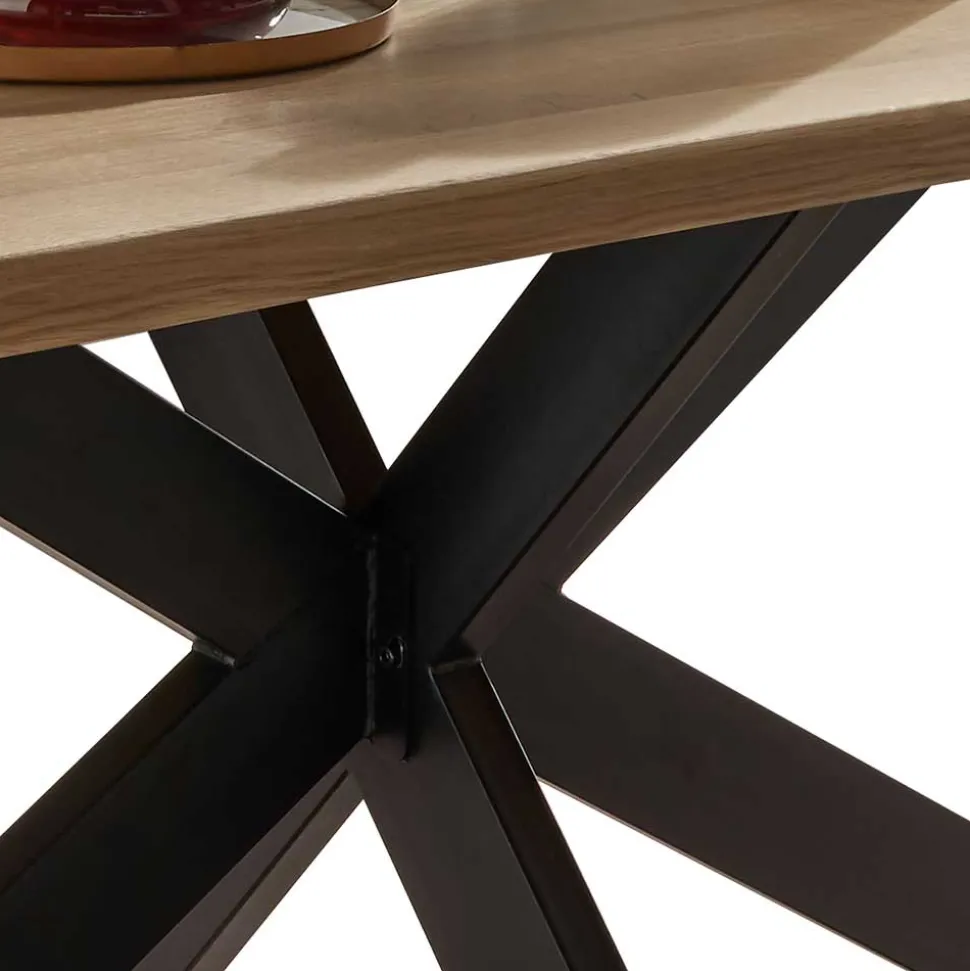 Wildeiche Esszimmer Esstisch mit Spider Gestell - Ostrico